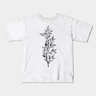 tree branch with leaves graceful and style ink graphics Kids T-Shirt